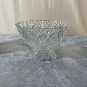 Vintage 1920's Decorative Cut Glass Pedestal Bowl Made In France 8”W 5.5”H